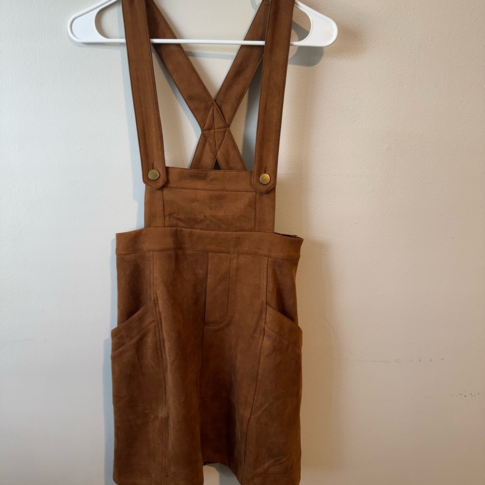 Brown Suede Overall Dress